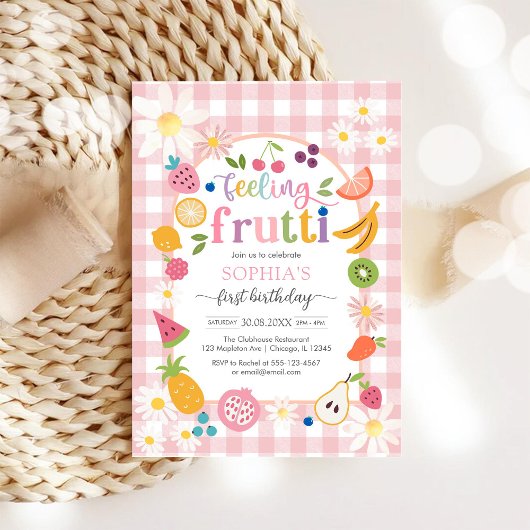Sweet One Fruit 1st Birthday Invitation Kaart
