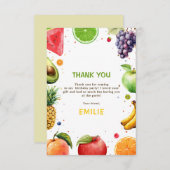 Sweet One Fruit 1st Verjaardag Bash, Zomerfeest Bedankkaart (Voorkant / Achterkant)