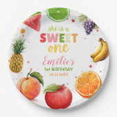 Sweet One Fruit 1st Verjaardag Bash, Zomerfeest Papieren Bordje (Voorkant)