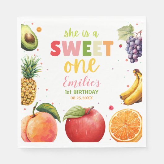 Sweet One Fruit 1st Verjaardag Bash, Zomerfeest Servet (Voorkant)