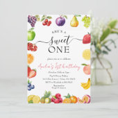 Sweet One Fruit Theme Meisjes 1e Verjaardag Kaart (Staand voorkant)