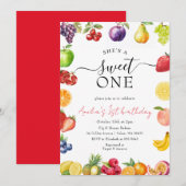 Sweet One Fruit Theme Meisjes 1e Verjaardag Kaart (Voorkant / Achterkant)