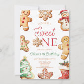 Sweet One Gingerbread Cookie 1st Birthday Party Kaart (Voorkant)
