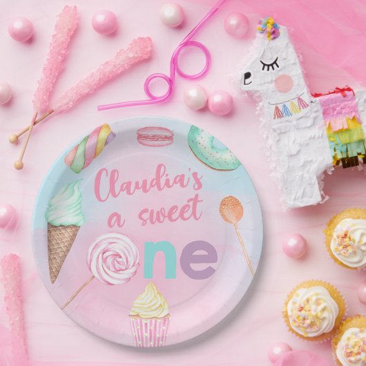 Sweet One girl bord op het eerste verjaardagsfeest (Feest)