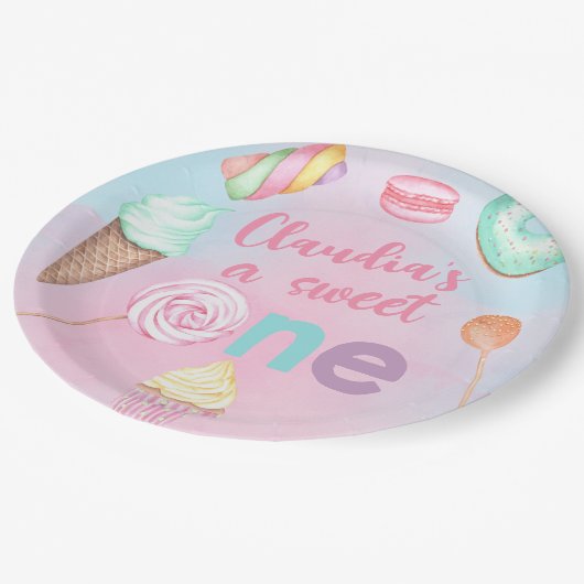 Sweet One girl bord op het eerste verjaardagsfeest (Gekanteld)