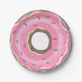 Sweet One Girl Pink Donut Verjaardag Papieren Bordje