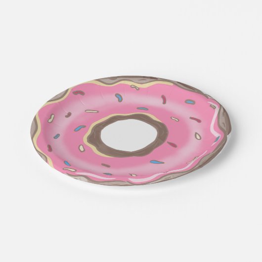 Sweet One Girl Pink Donut Verjaardag Papieren Bordje (Gekanteld)