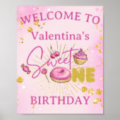 Sweet One Girl's 1e Verjaardag Sweets Welkomstbord Poster (Voorkant)