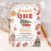 Sweet One Groovy Kerstmis 1e verjaardag uitnodigin Kaart