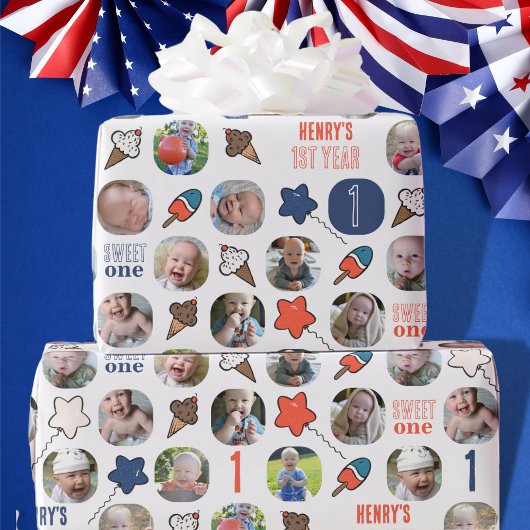 Sweet One Ice Cream Baby's eerste verjaardag foto Cadeaupapier