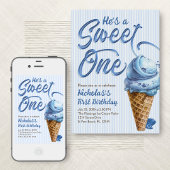 Sweet One Ice Cream Boys 1e Verjaardag Kaart