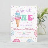 Sweet One Ice Cream Donut 1e Verjaardag Kaart (Staand voorkant)