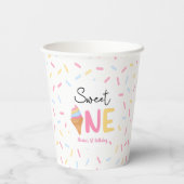 Sweet One Ice Cream Eerste 1e Verjaardagsfeest Papieren Bekers (Achterkant)