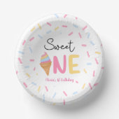 Sweet One Ice Cream Eerste 1e Verjaardagsfeest Papieren Kommen (Voorkant)
