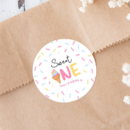 Sweet One Ice Cream Eerste 1e Verjaardagsfeest Ronde Sticker