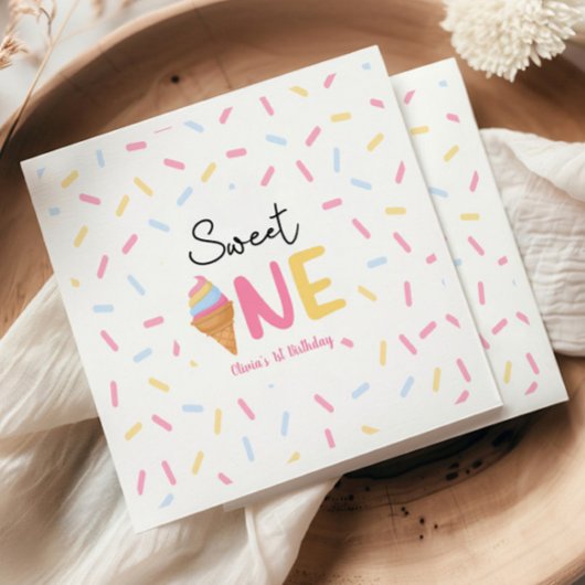 Sweet One Ice Cream Eerste 1e Verjaardagsfeest Servet