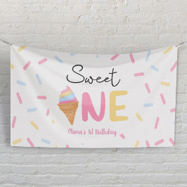 Sweet One Ice Cream Eerste 1e Verjaardagsfeest Spandoek