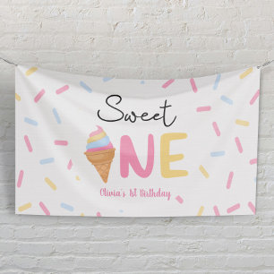 Sweet One Ice Cream Eerste 1e Verjaardagsfeest Spandoek