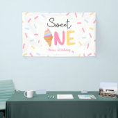 Sweet One Ice Cream Eerste 1e Verjaardagsfeest Spandoek (Beurs)