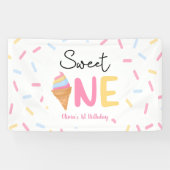 Sweet One Ice Cream Eerste 1e Verjaardagsfeest Spandoek (Horizontaal)