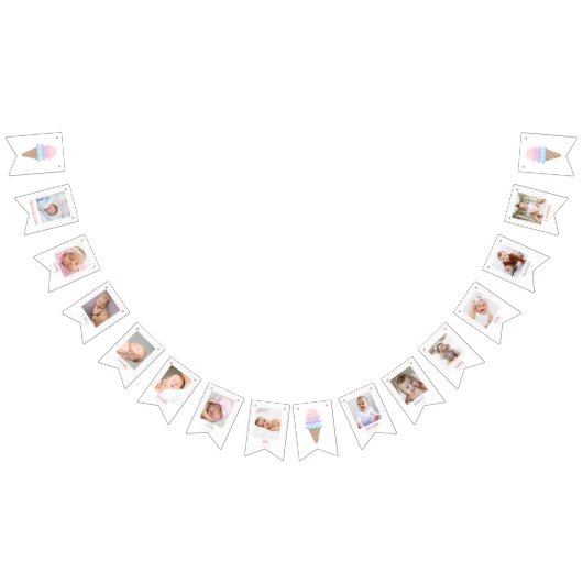 Sweet One Ice Cream Eerste Verjaardag Foto Banner (Alle)