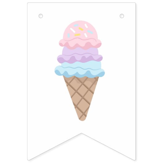 Sweet One Ice Cream Eerste Verjaardag Foto Banner (Eerste vlag)