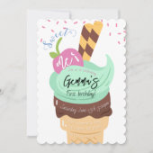 Sweet One Ice Cream Eerste Verjaardag Uitnodiging (Voorkant)
