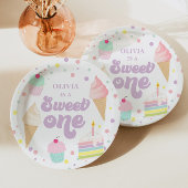 Sweet One Ice Cream en Cake 1e Verjaardag Papieren Bordje