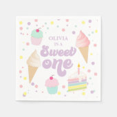 Sweet One Ice Cream en Cake 1e Verjaardag Servet (Voorkant)