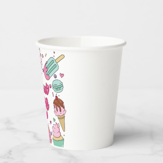 Sweet One Ice Cream en Sweets Verjaardag Papieren Bekers (Links)