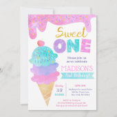 Sweet One Ice Cream First Birthday-uitnodigingen Kaart (Voorkant)
