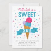 Sweet One Ice Cream Kinder 1e Verjaardagsfeest Kaart (Voorkant)