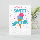 Sweet One Ice Cream Kinder 1e Verjaardagsfeest Kaart (Staand voorkant)
