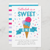 Sweet One Ice Cream Kinder 1e Verjaardagsfeest Kaart (Voorkant / Achterkant)