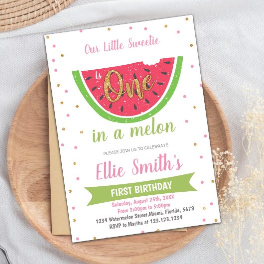 Sweet One in a Melon 6-Maand Party Kaart