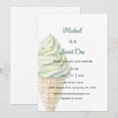 Sweet One Invitation, Ice Cream One Party Kaart (Voorkant / Achterkant)