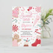 Sweet One Kerstkoekje 1e verjaardagsfeestje Kaart (Staand voorkant)