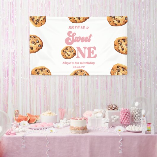 Sweet One Koekjes en Melk 1e Verjaardagsfeestje Spandoek (Feest)