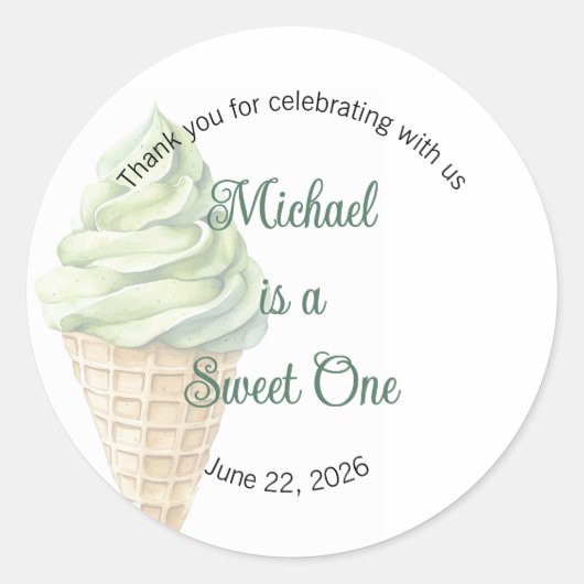 Sweet One Labels, Sweetheart One, Ice Cream Ronde Sticker (Voorkant)
