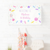 Sweet One Lollipop Snoep Birthday Spandoek (Insitu)