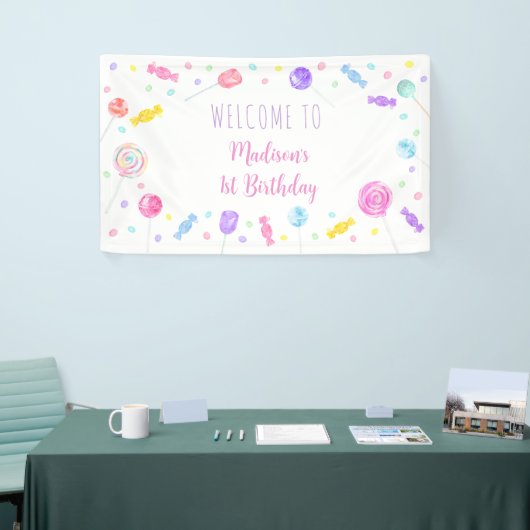 Sweet One Lollipop Snoep Birthday Spandoek (Beurs)