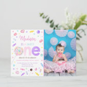 Sweet One Lollipop Snoep First Birthday Kaart (Staand voorkant)