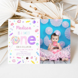 Sweet One Lollipop Snoep First Birthday Kaart