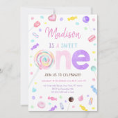 Sweet One Lollipop Snoep First Birthday Kaart (Voorkant)