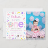 Sweet One Lollipop Snoep First Birthday Kaart (Voorkant)