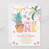 Sweet One Luau Pinaapple Summer 1st Birthday Kaart (Voorkant)