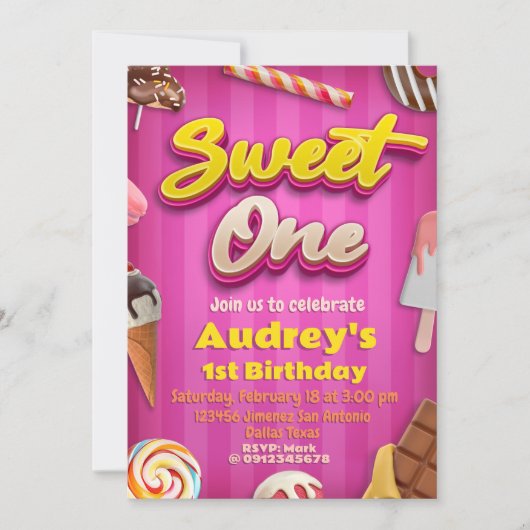 Sweet One - Meisje 1e verjaardag Kaart (Voorkant)