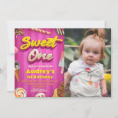 Sweet One - Meisje 1e verjaardag met foto Kaart (Voorkant)