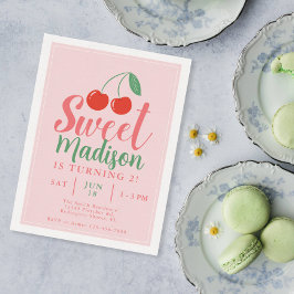Sweet One Meisje Verjaardag Uitnodiging Cherry Zom