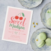 Sweet One Meisje Verjaardag Uitnodiging Cherry Zom